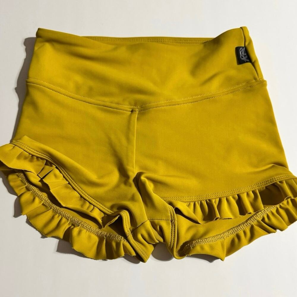 Tiger Friday Filly Bootie Shorts Mustard Yellow Ruffle Dance Adult Small AS